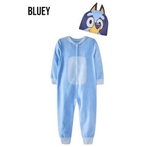 NWT BLUEY BLANKET SLEEPER WITH CAP Toddler Baby 18 Months SOFT FLEECE PAJAMA